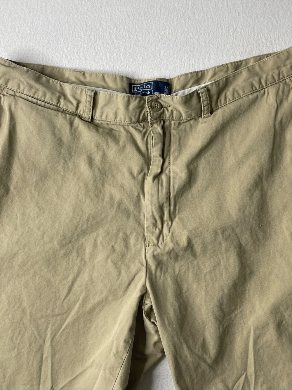 Polo Ralph Lauren Chino Shorts Men's 38 Tan Flat Front Preppy Vintage 90s